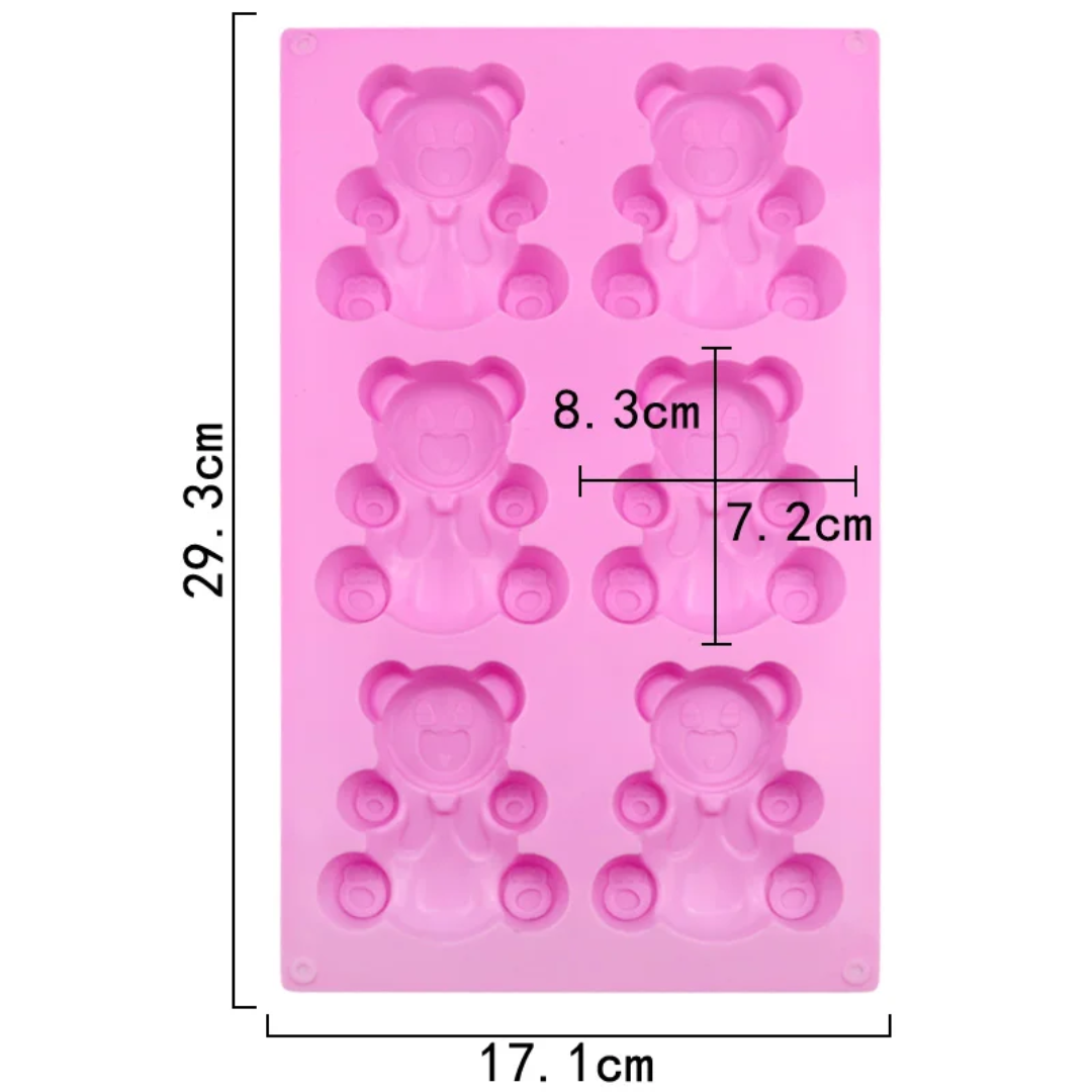 Teddy Bear Silicone Chocolate Mold – 6 Cavity