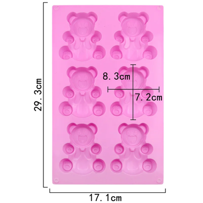 Teddy Bear Silicone Chocolate Mold – 6 Cavity