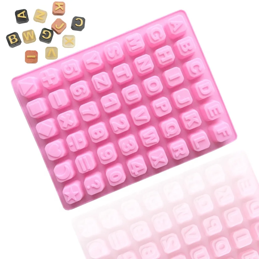 Alphabet Letters, Numbers & Math Symbols Cube Silicone Chocolate Mold