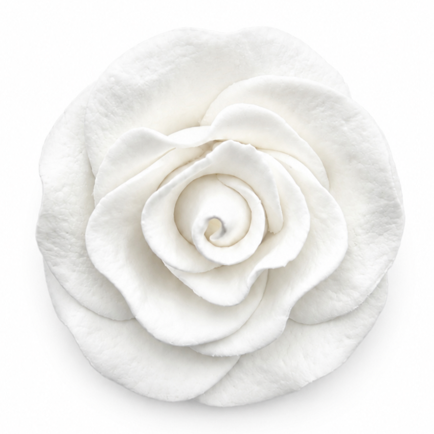 White Gum Paste Rose | White Rose Gumpaste Wedding Cake Decoration 2.5in