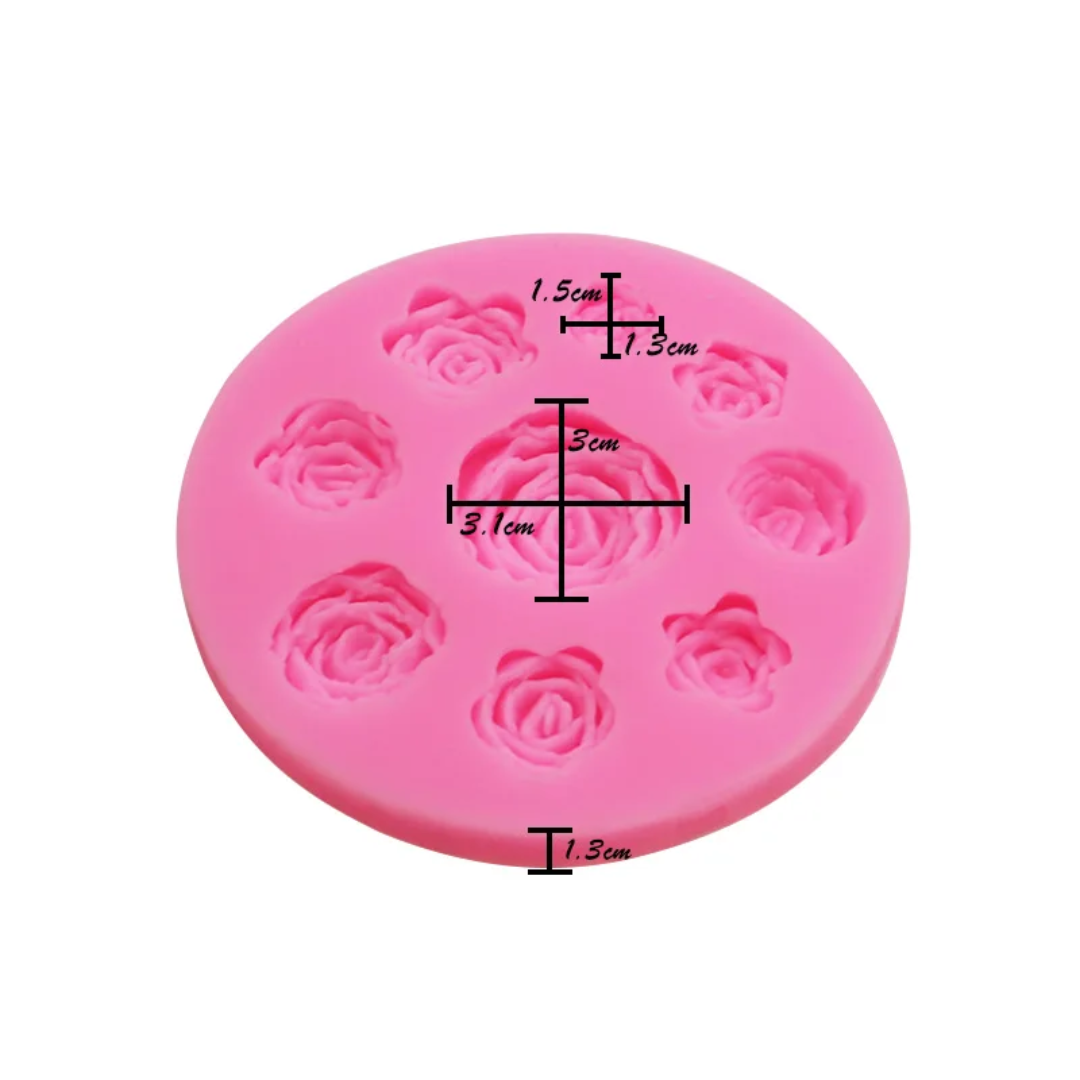 Rose Fondant & Gum Paste Asst Sizes Silicone Mold – 9 Flowers
