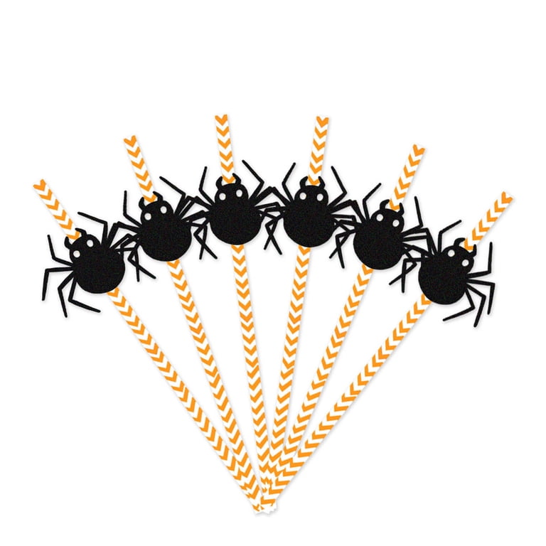 Halloween Spider Paper Straws for Drinks & Cake Pops 24 Count