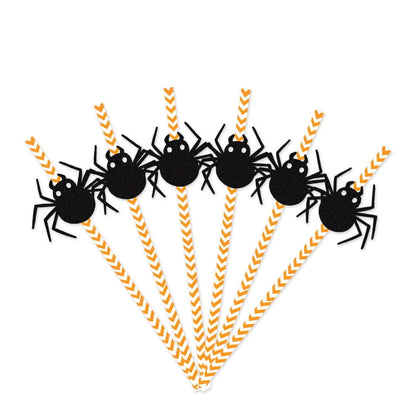Halloween Spider Paper Straws for Drinks & Cake Pops 24 Count