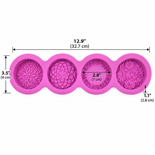 Mandala Round Cake Silicone Mold – 4 Cavity