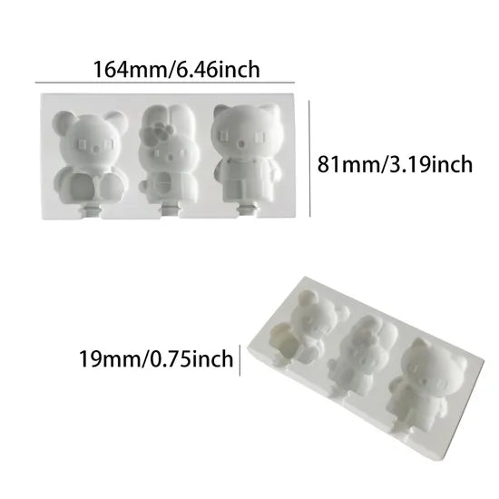 Kawaii Character Lollipop Silicone Mold – 3 Cavity