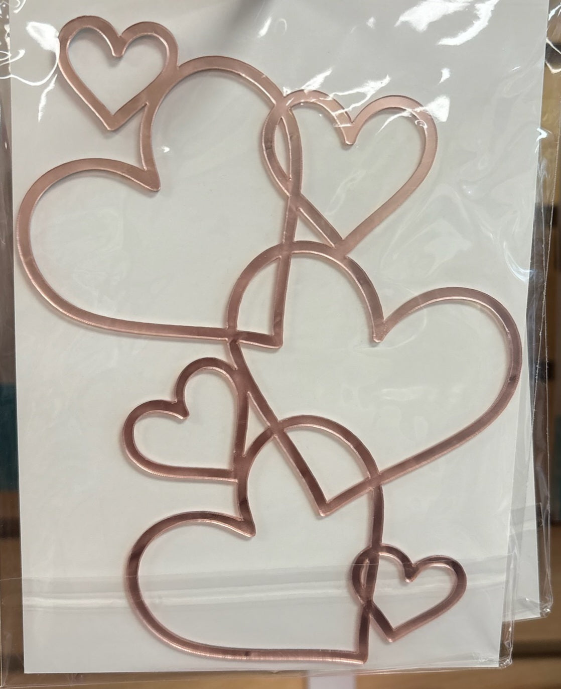 Cascading Hearts Rose Gold Cake Topper/Layon