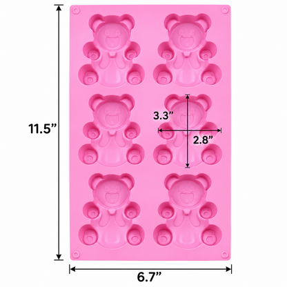 Teddy Bear Silicone Chocolate Mold – 6 Cavity