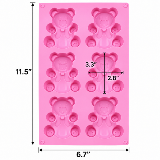 Teddy Bear Silicone Chocolate Mold – 6 Cavity