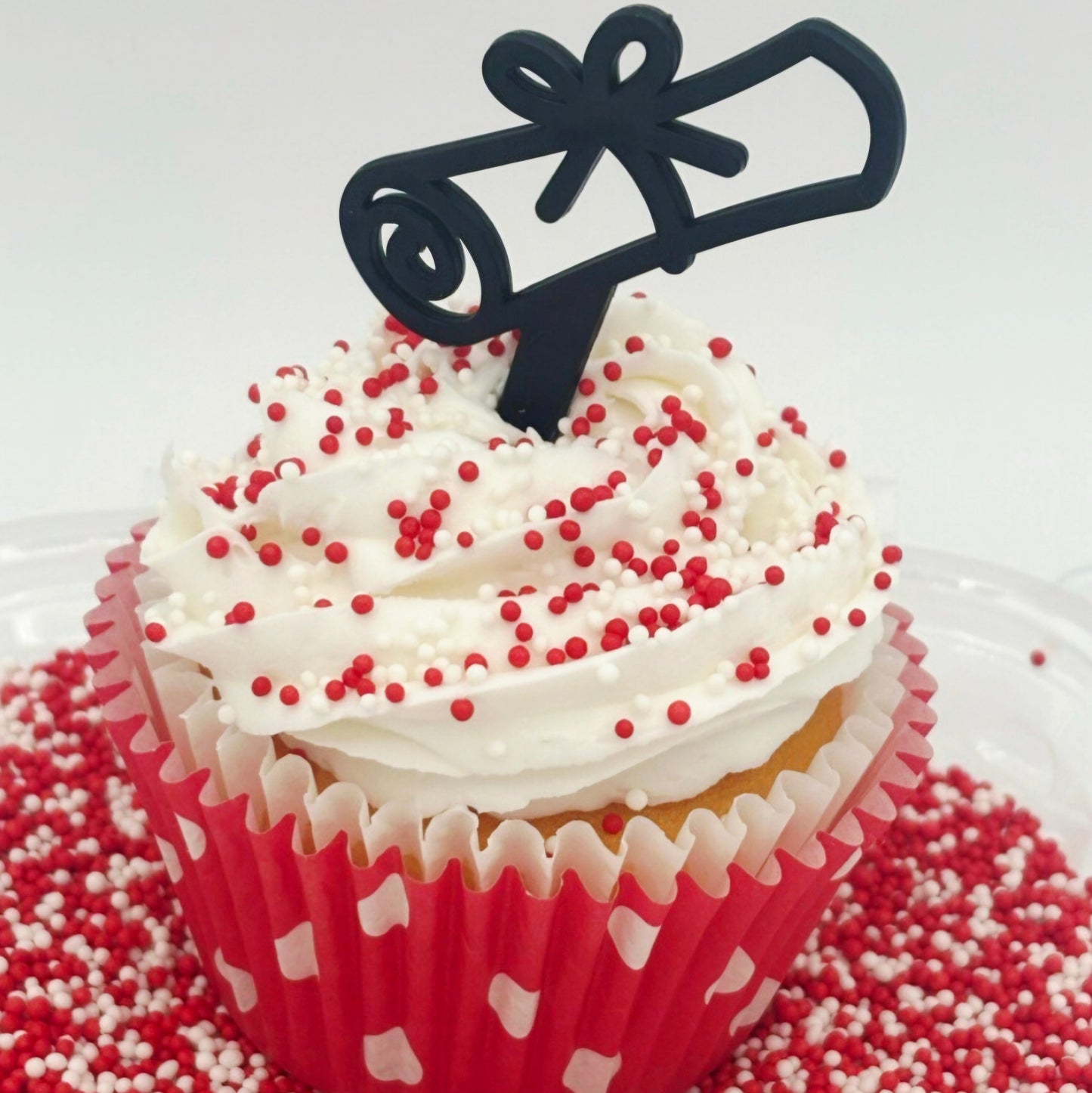 Crimson Red and White Graduation Nonpareil Mix  Dot Cake Sprinkles