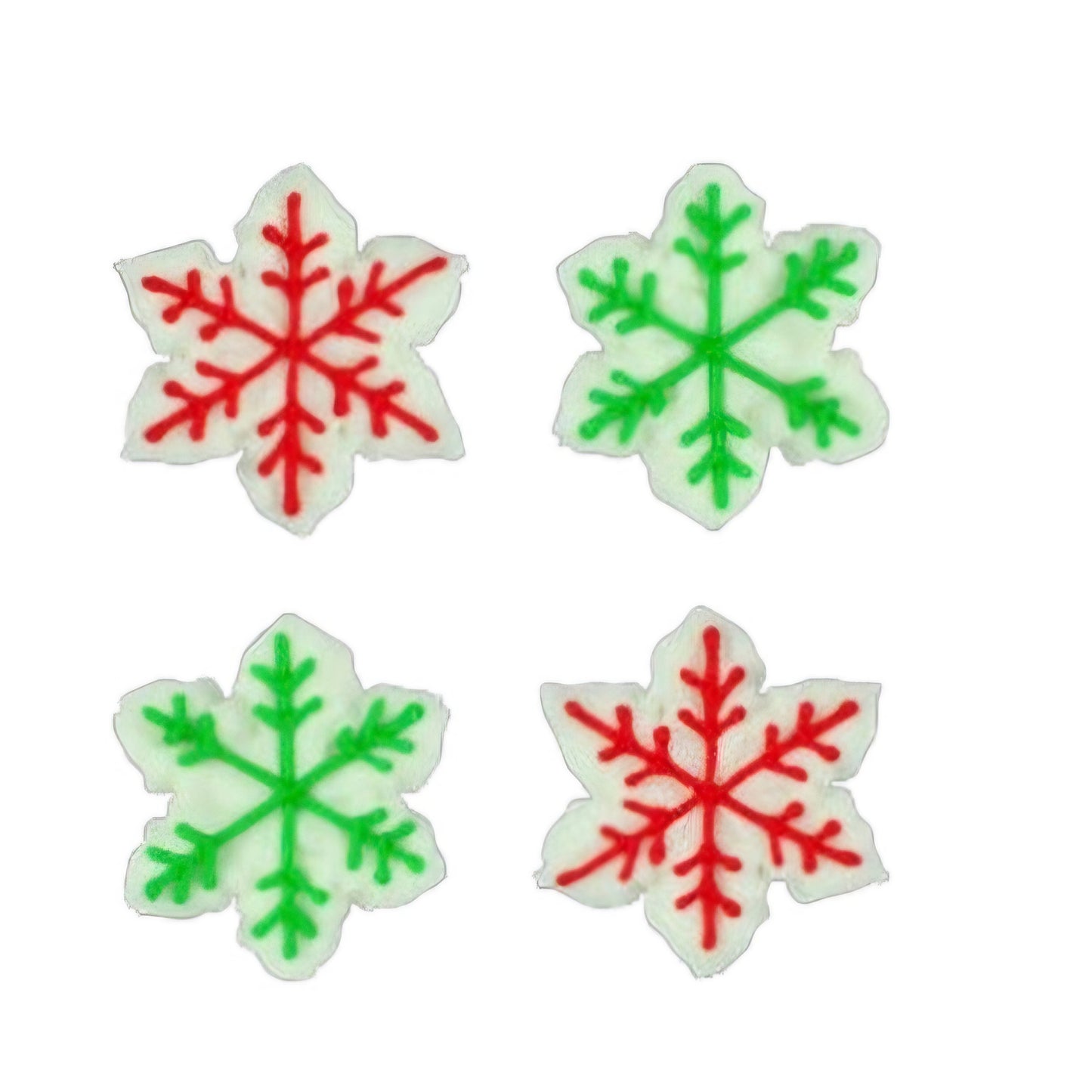Edible Decorations Snowflakes Red And Green 12 Pack