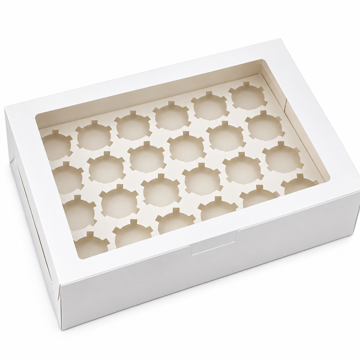 White Window Cupcake Box with Insert – 24 Cupcake