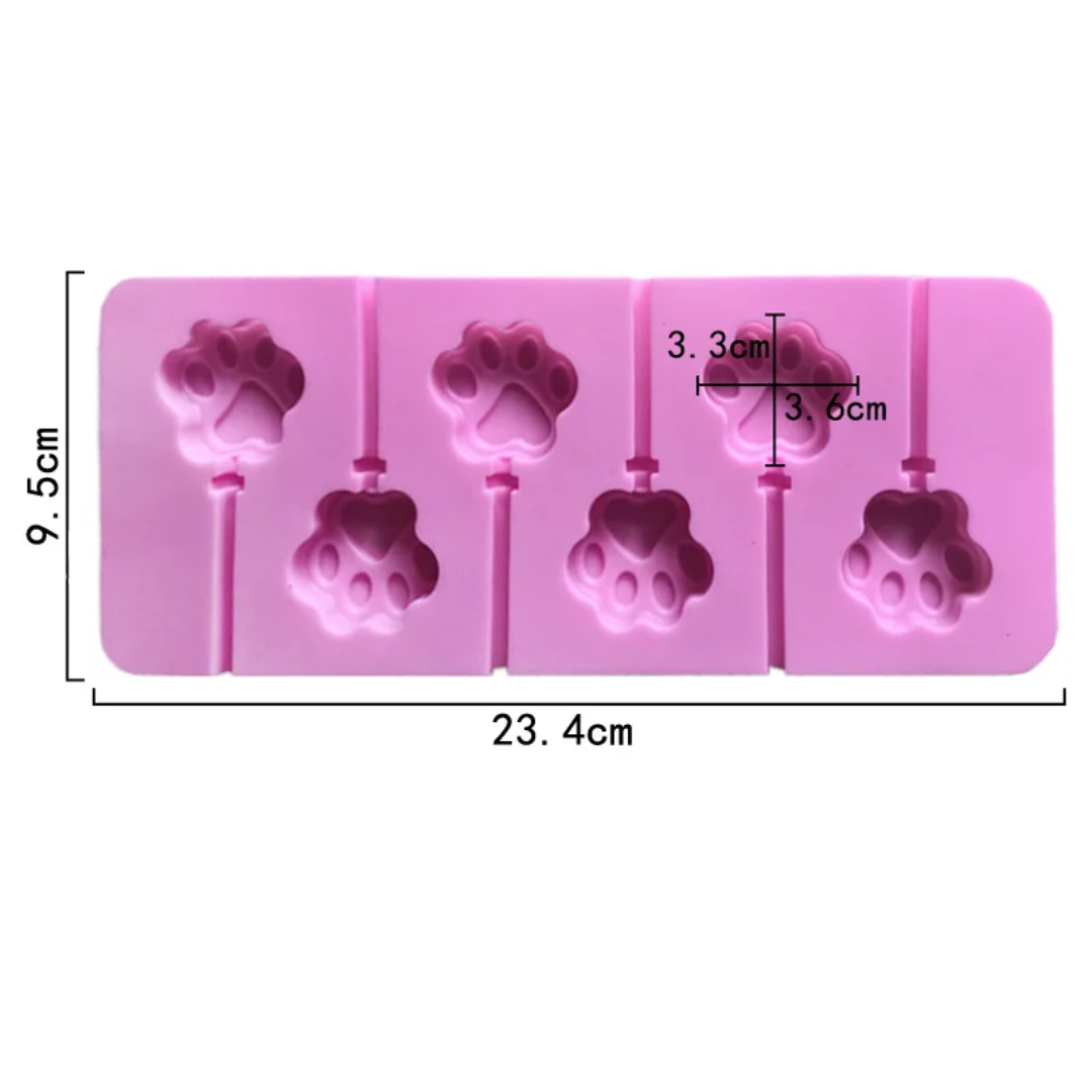 Paw Print Lollipop Silicone Mold – 6 Cavity