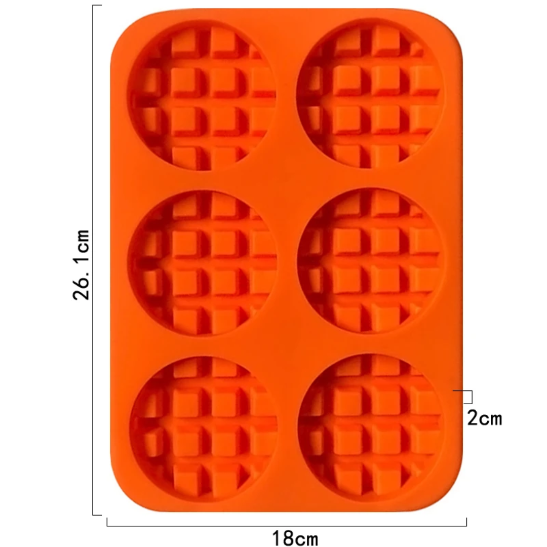Waffle Silicone Baking Mold – 6 Cavity