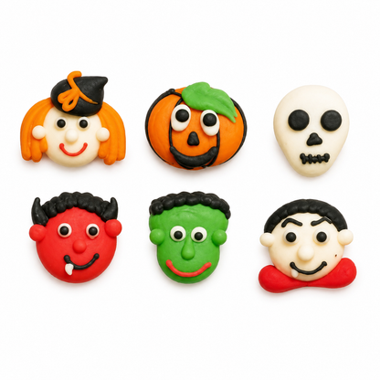 Edible Decorations Mini Halloween Faces 3/4in 6-Count