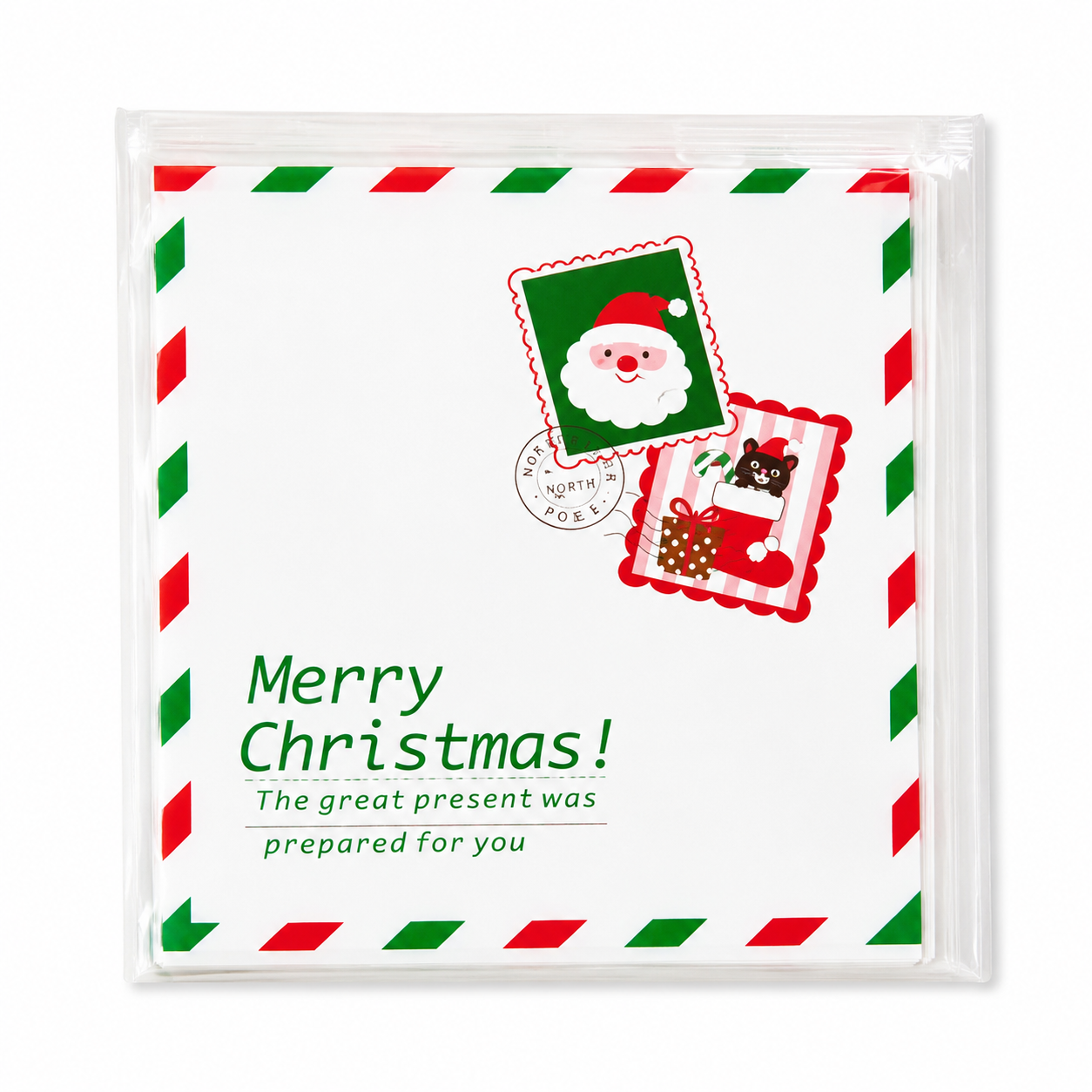 Merry Christmas Self Sealing Cookie Bags 4x4 20 Count