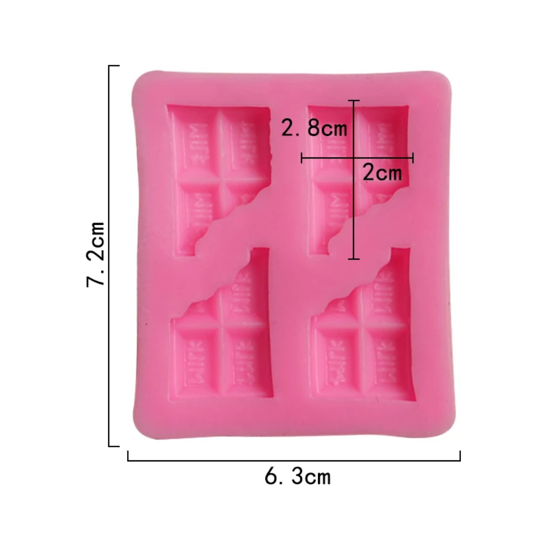 Mini Chocolate Bar Fondant & Gum Paste Silicone Mold – 4 Cavity