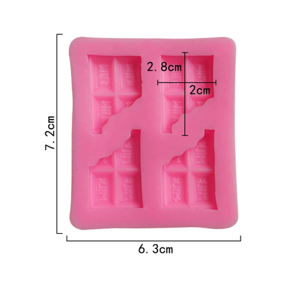 Mini Chocolate Bar Fondant & Gum Paste Silicone Mold – 4 Cavity