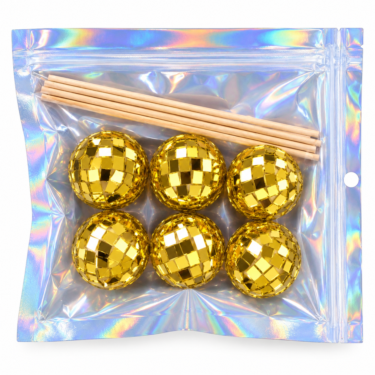 Gold Disco Ball Cake Toppers Set of 6 |