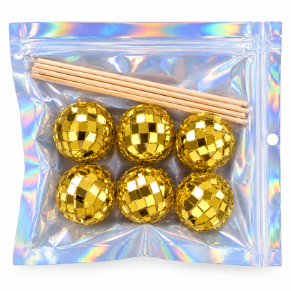 Gold Disco Ball Cake Toppers Set of 6 |