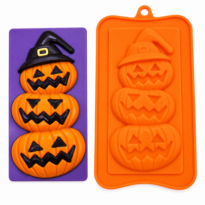 Stacked Jack-O-Lantern Silicone Mold – Halloween Pumpkin Chocolate Bar Mold
