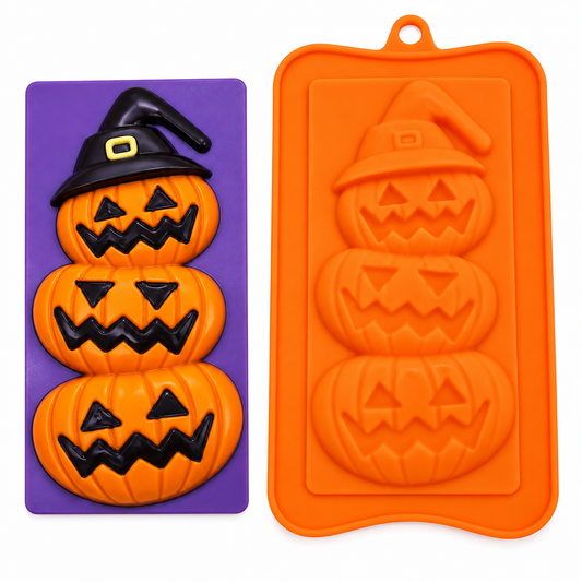 Stacked Jack-O-Lantern Silicone Mold – Halloween Pumpkin Chocolate Bar Mold