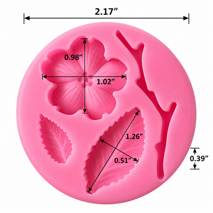 Cherry Blossom Flower, Leaf & Branch Fondant Silicone Mold