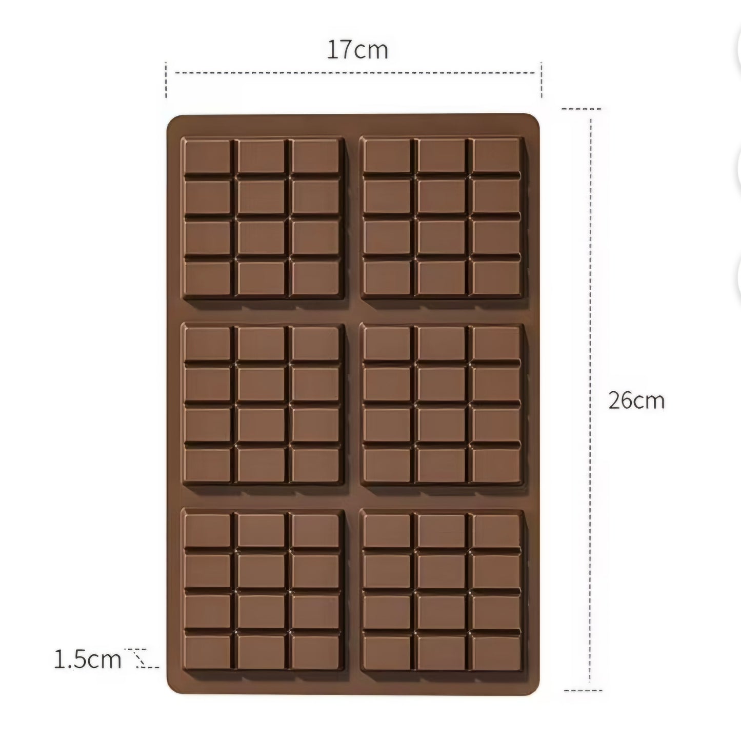 Silicone Candy Bar Mold for 6 Bars - 12 Segments Ea