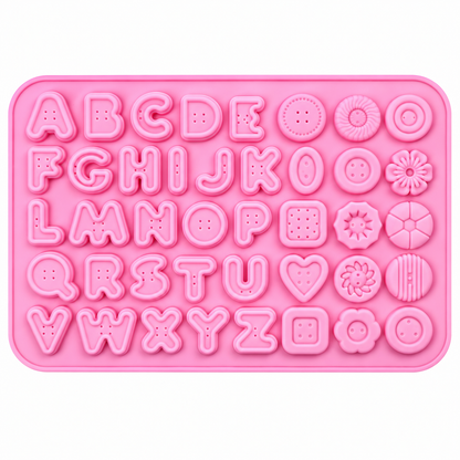 Button Letters Alphabet & Assorted Shapes Silicone Chocolate Mold