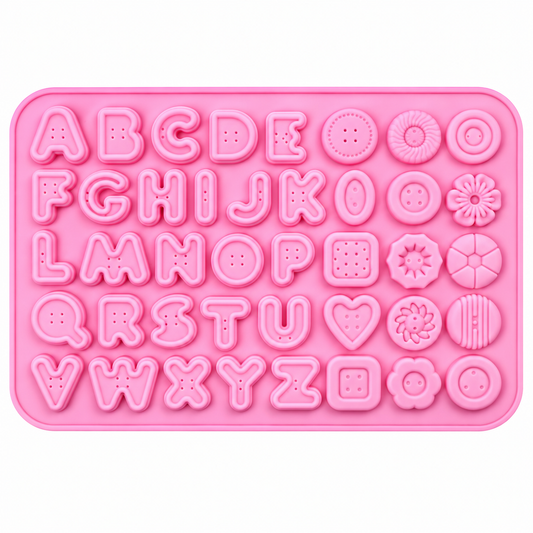 Button Letters Alphabet & Assorted Shapes Silicone Chocolate Mold