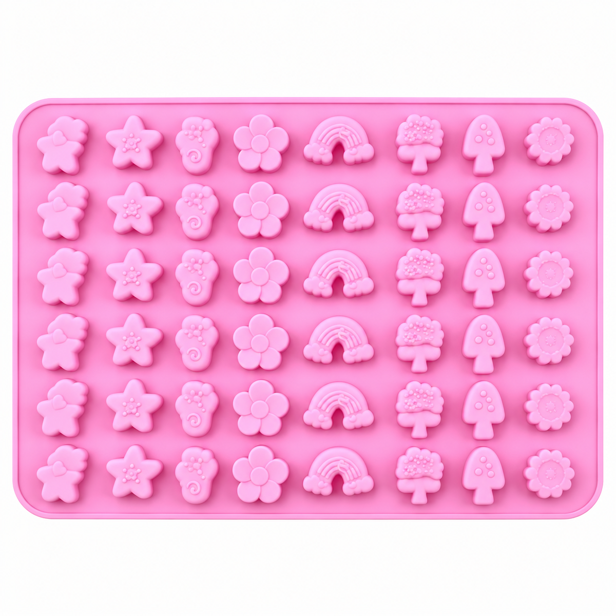 Mini Rainbow, Flower & Nature Silicone Gummy Mold – 48 Cavity