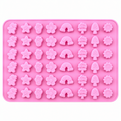 Mini Rainbow, Flower & Nature Silicone Gummy Mold – 48 Cavity