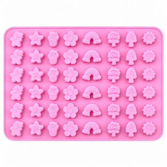 Mini Rainbow, Flower & Nature Silicone Gummy Mold – 48 Cavity