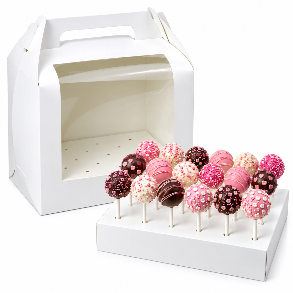 White Window Cake Pop Box - Holds 18