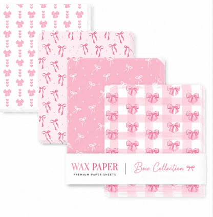 Pink Bow Assorted Wax Paper Sheets 7x7 20 Count