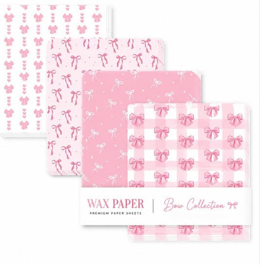Pink Bow Assorted Wax Paper Sheets 7x7 20 Count