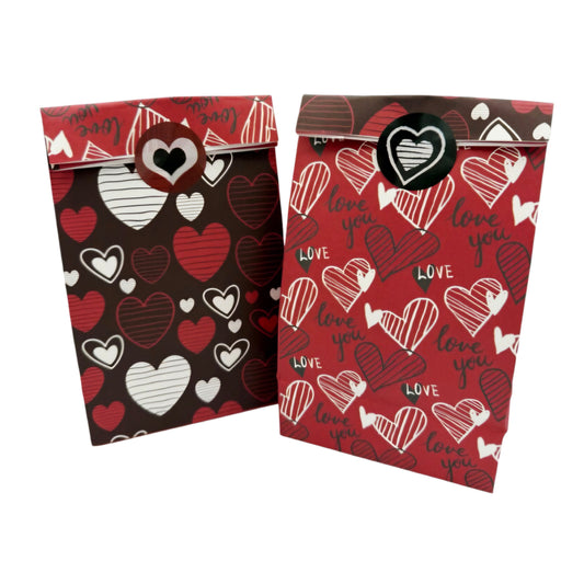 Valentine Paper Treat Bags - Candy, Cookie & Gift Sacks 6 Count
