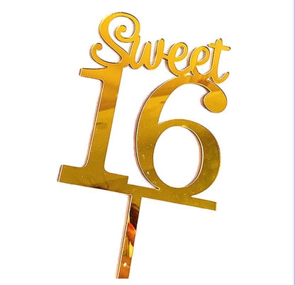 Sweet 16 Gold  Cake Topper