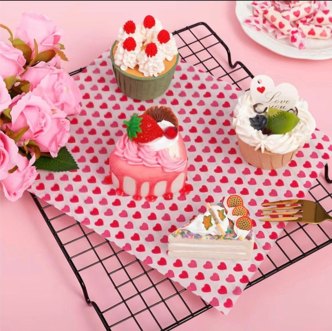 Hearts Wax Paper - Box of 50 Sheets