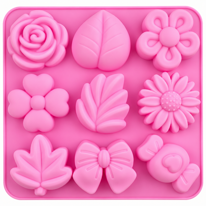 Assorted Flowers & Bow Silicone Baking Mold – 8 Cavity