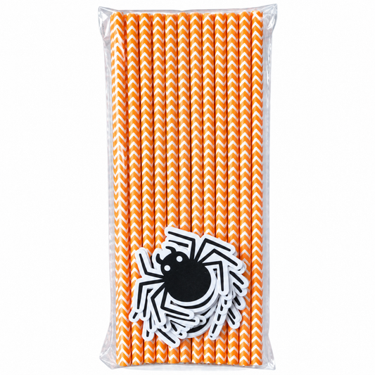 Halloween Spider Paper Straws for Drinks & Cake Pops 24 Count