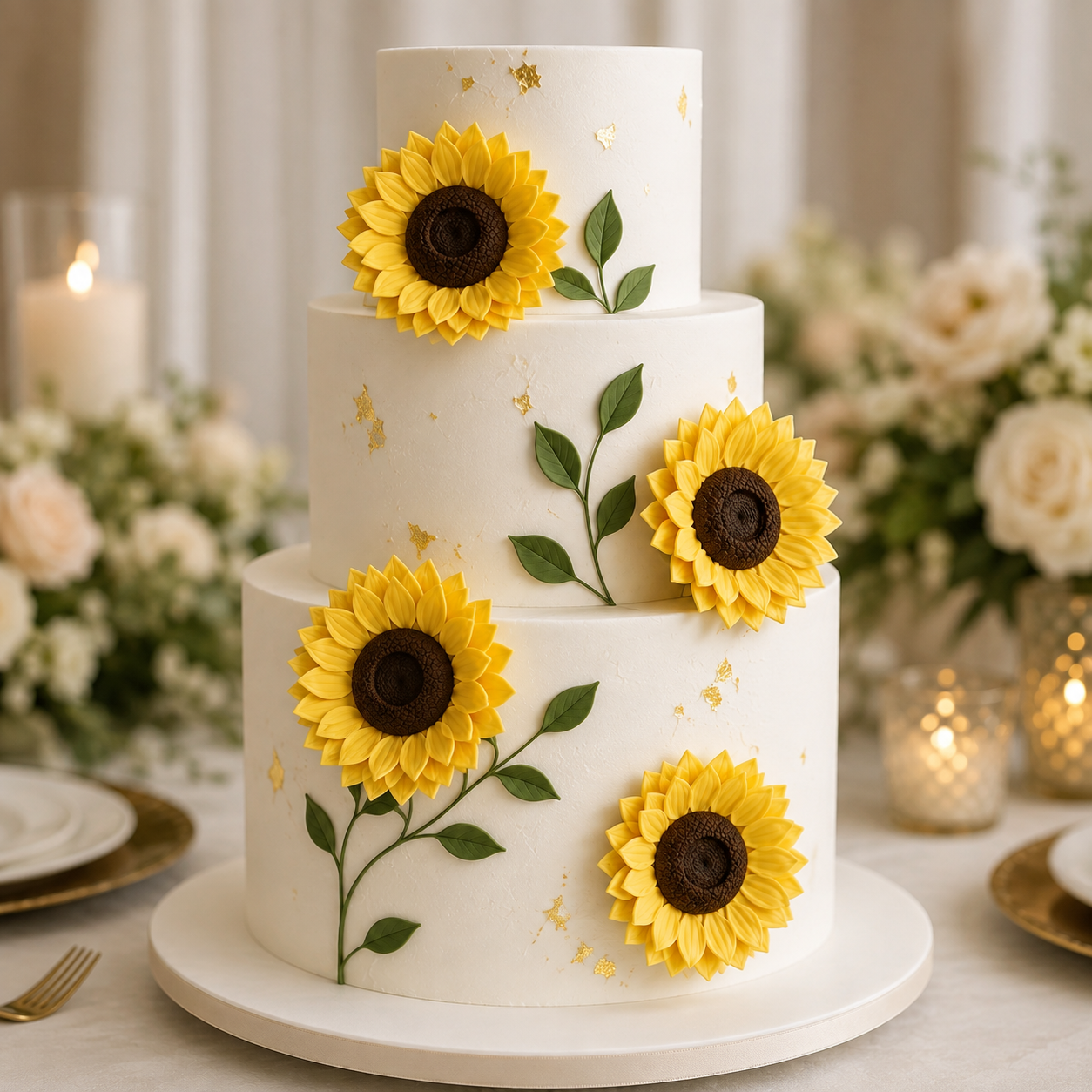 Sunflower Gum Paste Flower - 4.25" Cake Decoration