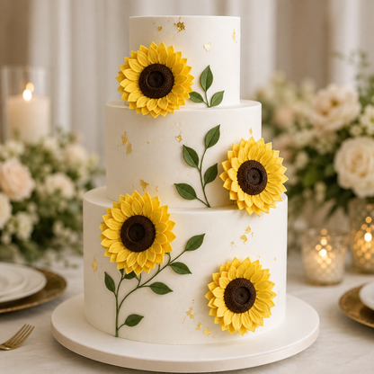 Sunflower Gum Paste Flower - 4.25" Cake Decoration