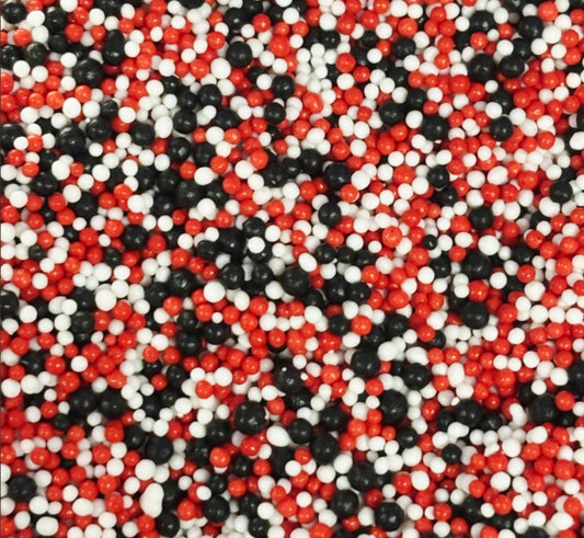 Scarlet Red Black and White Graduation Nonpareil Mix