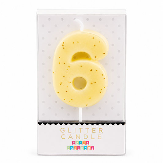 Pastel Yellow Birthday Candle Age 6