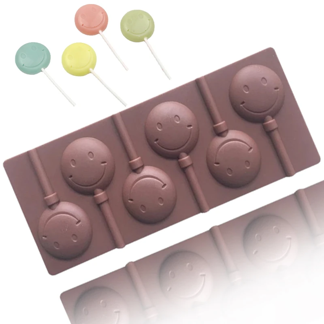 Smiley Face Lollipop Silicone Mold – 6 Cavity