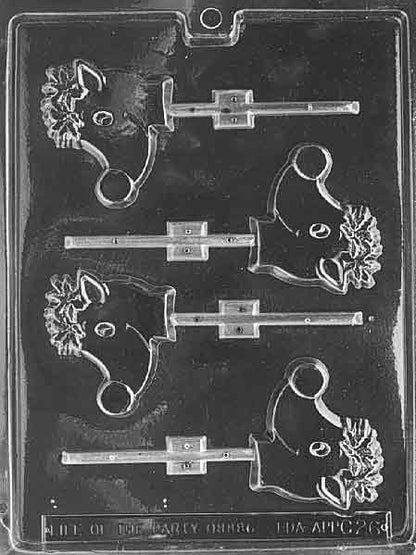 Reindeer Head Chocolate Lollipop Mold – 4 Cavity