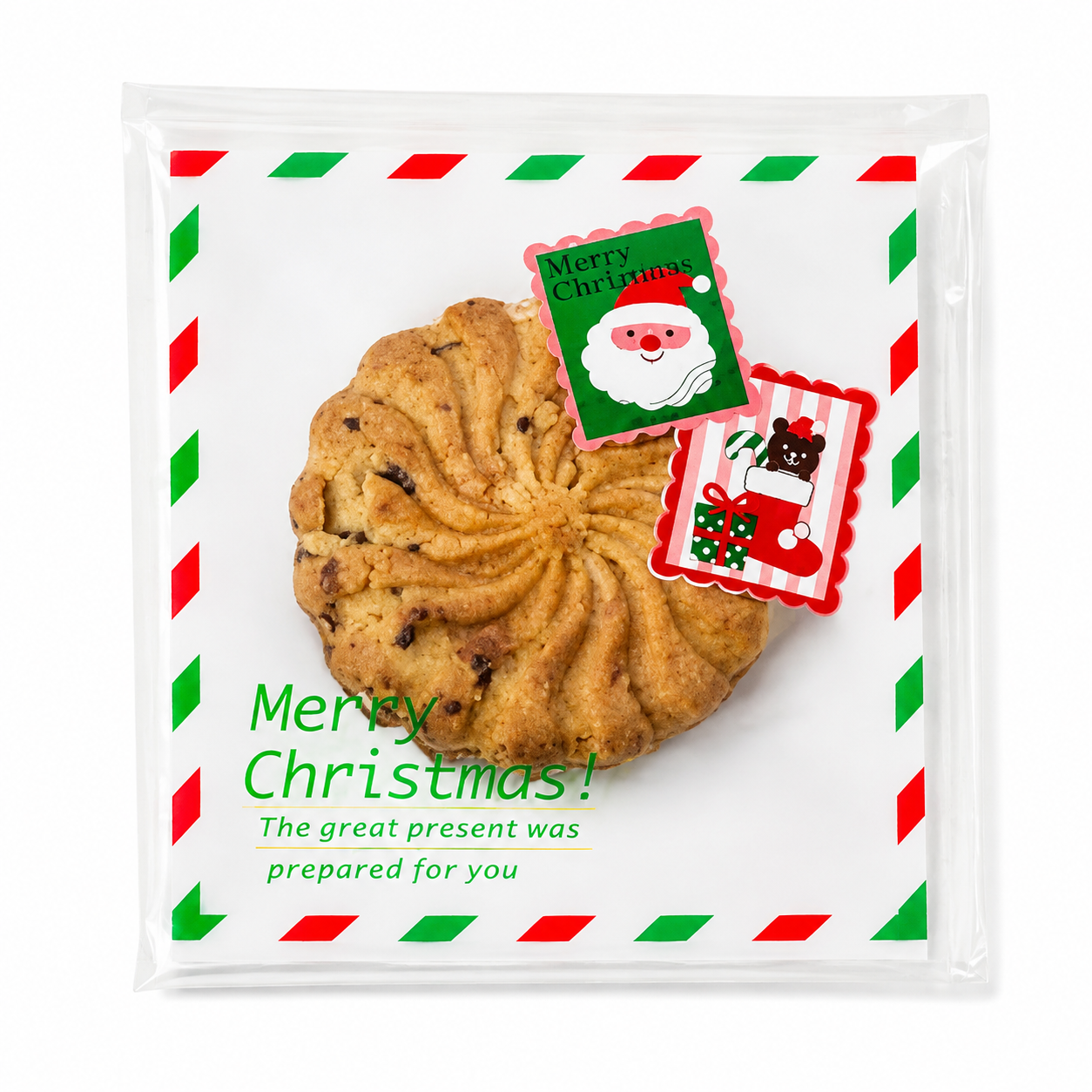 Merry Christmas Self Sealing Cookie Bags 4x4 20 Count