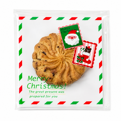 Merry Christmas Self Sealing Cookie Bags 4x4 20 Count