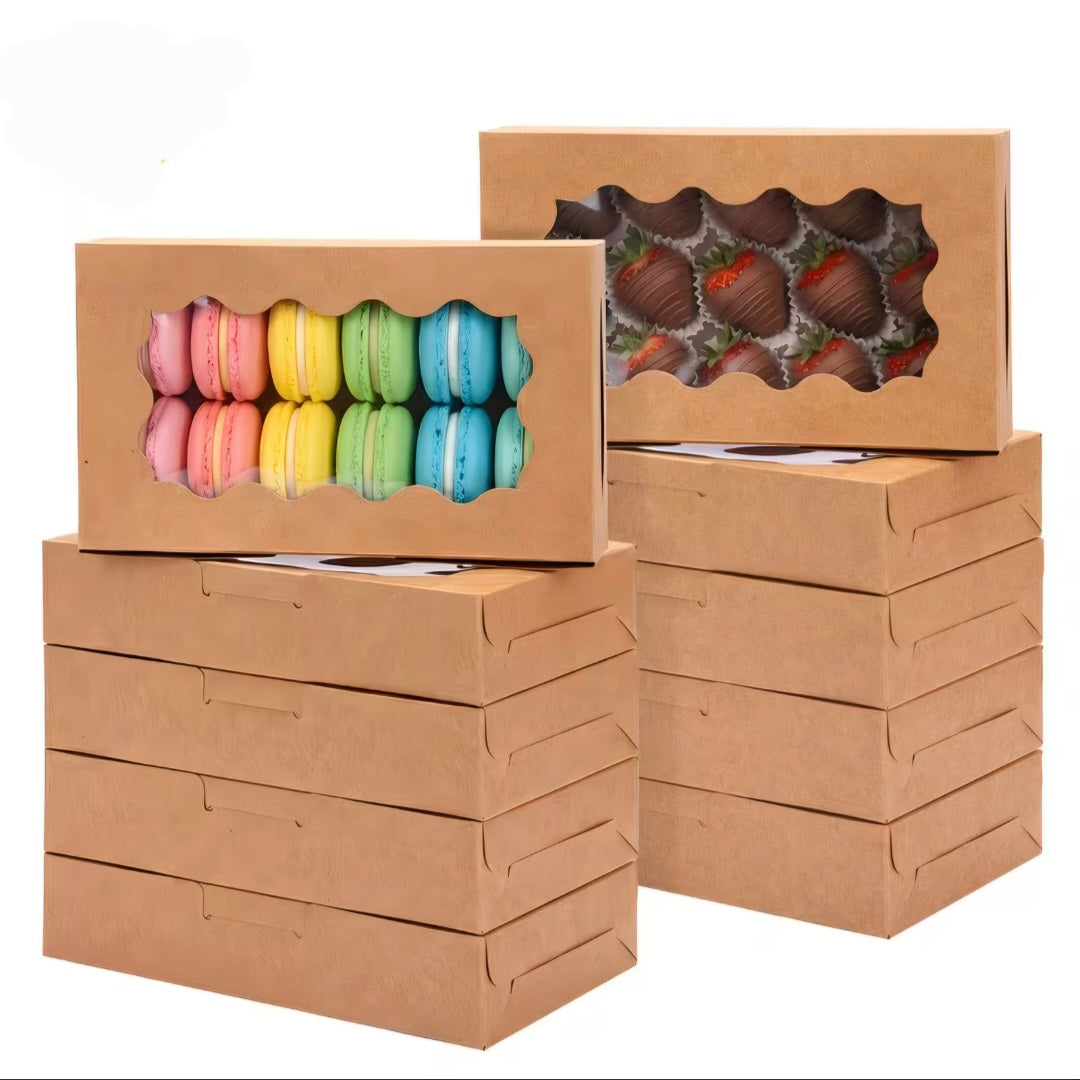 Kraft Brown Cookie Treat Box with Window, 7"L 5 Count