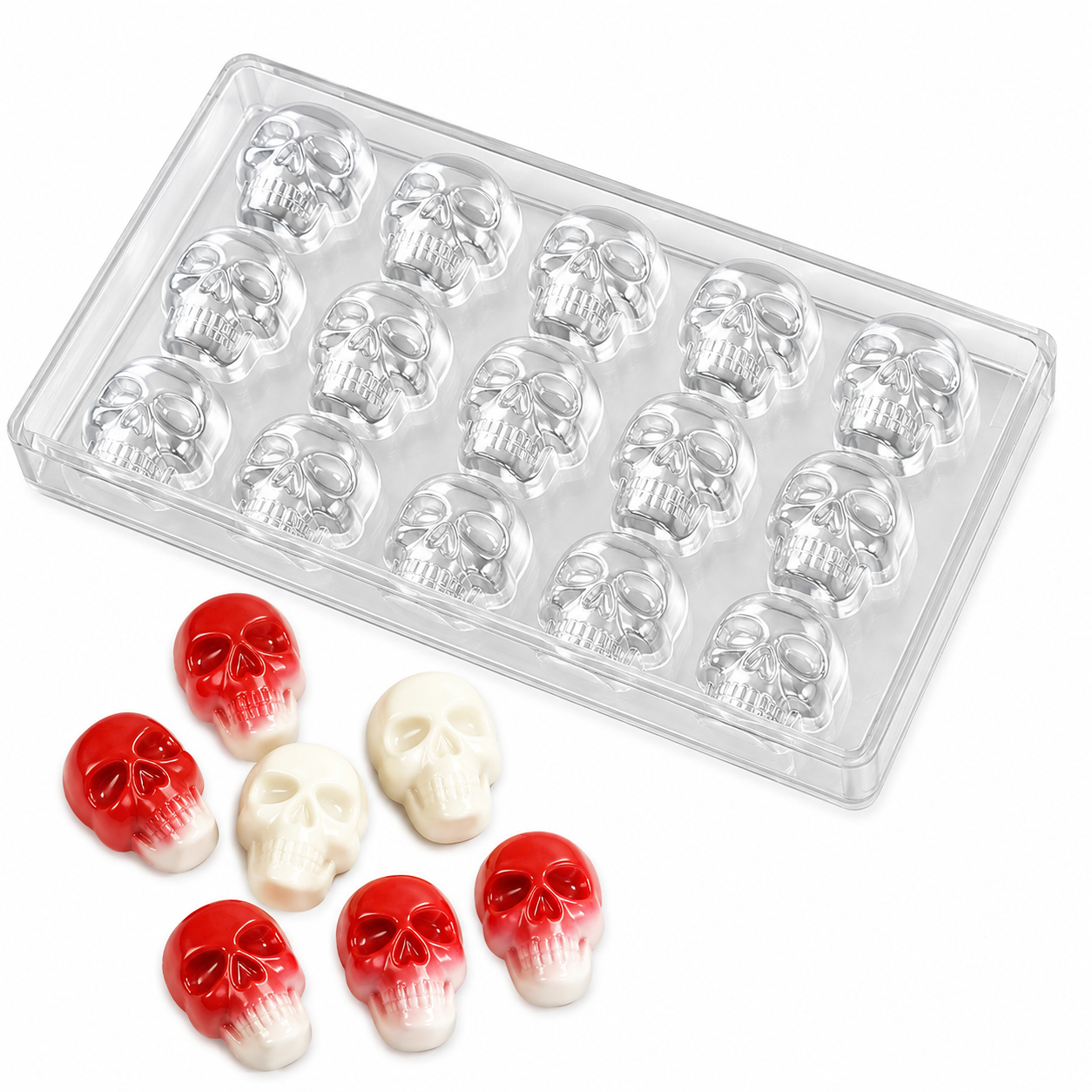 Skull Head 3D Bite Sized Chocolate Candy Mold – 12 Cavity